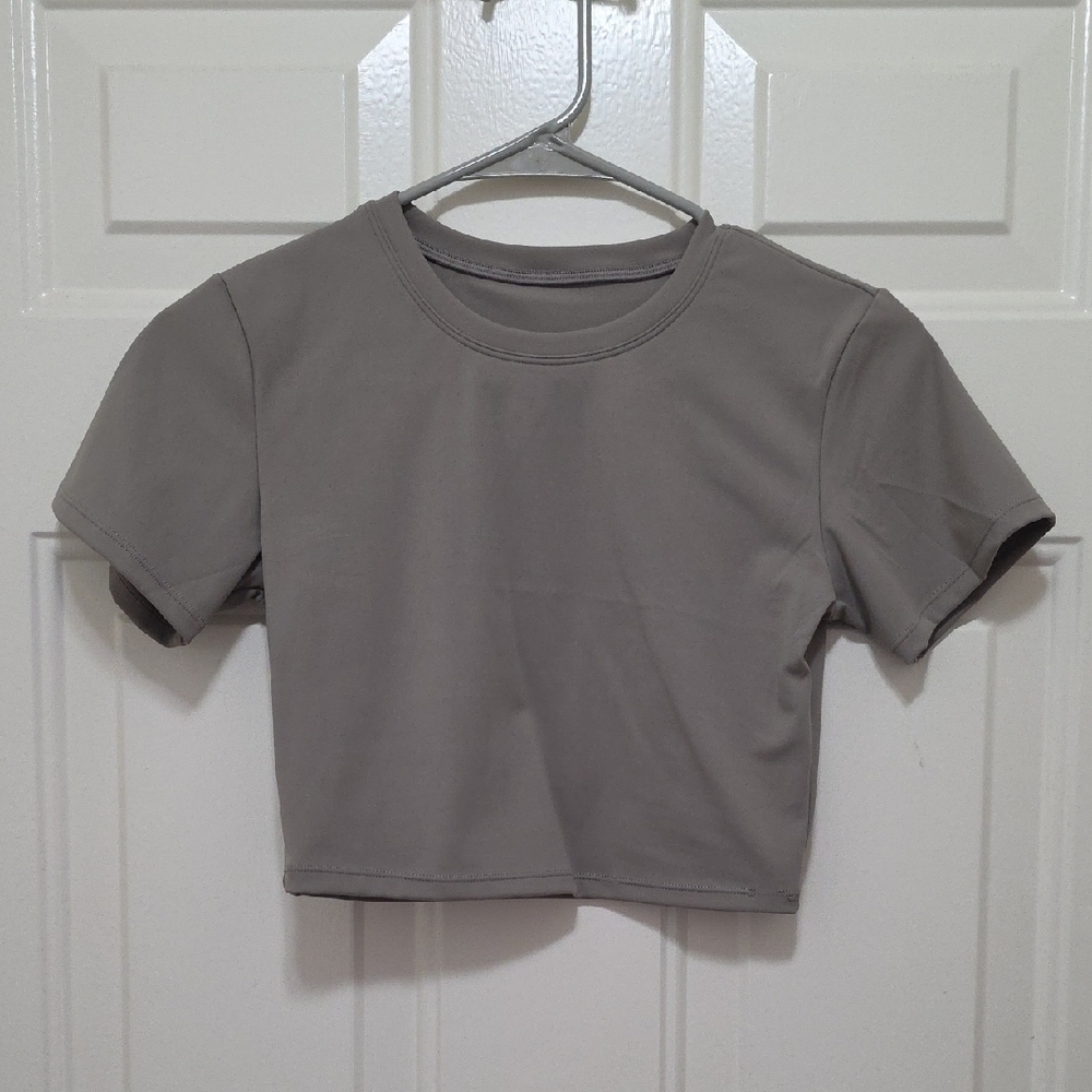 Sleek Cropped Tee in Warm Gray